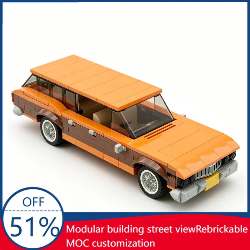 

263PCS 1970 Classic Station Wagon Model Custom Building Blocks Assembly Vehicle Educational Toy Creative Collection Display Gift