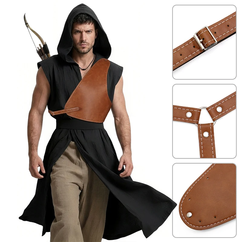 

Medieval Viking Pirate Knight Single Shoulder Armor Gladiator Warrior Cosplay Costume Punk Gothic Leather Pauldrons Armour Cape