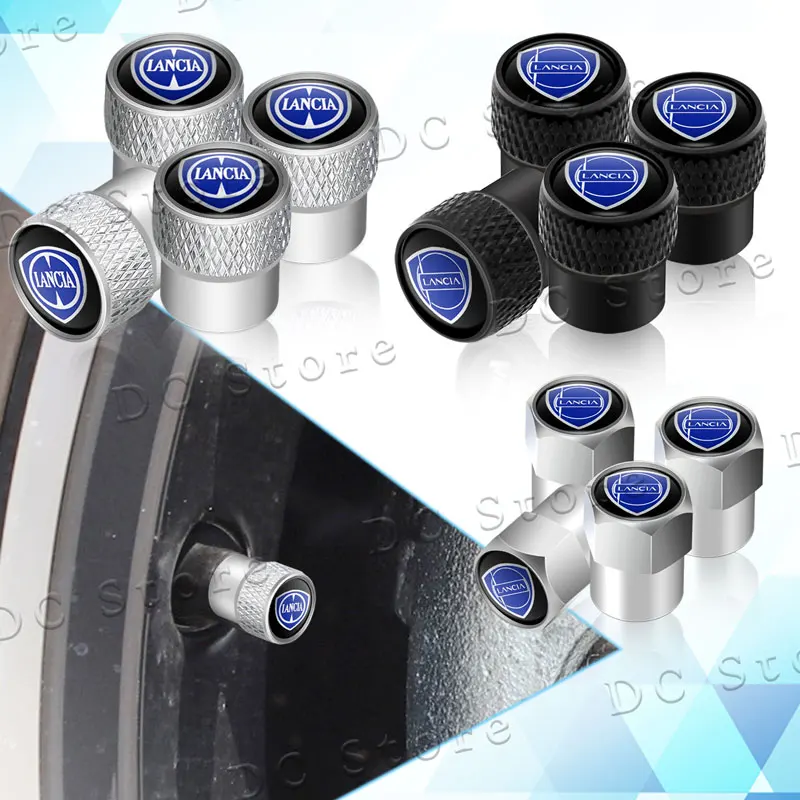 4 pçs decoração do carro metal emblema roda pneu válvula haste tampas pneu ar capa poeira para lancia logotipo delta 3 musa ypsilon phedra voyage