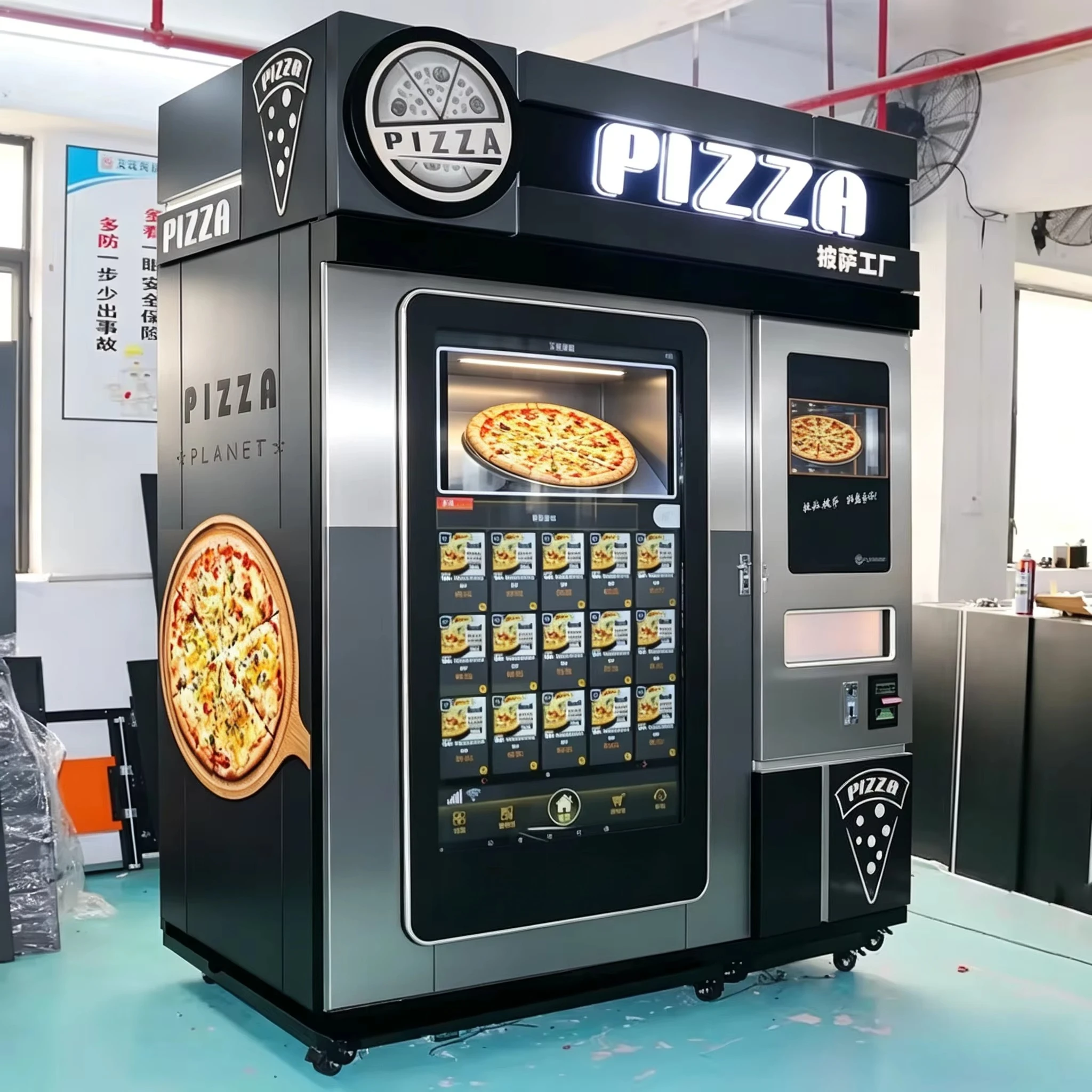 Smart Pizza Vending Kiosk Multi-language Interface Payment Cloud Remote Management Factory Canteen Fast Baking Pizza Equipment