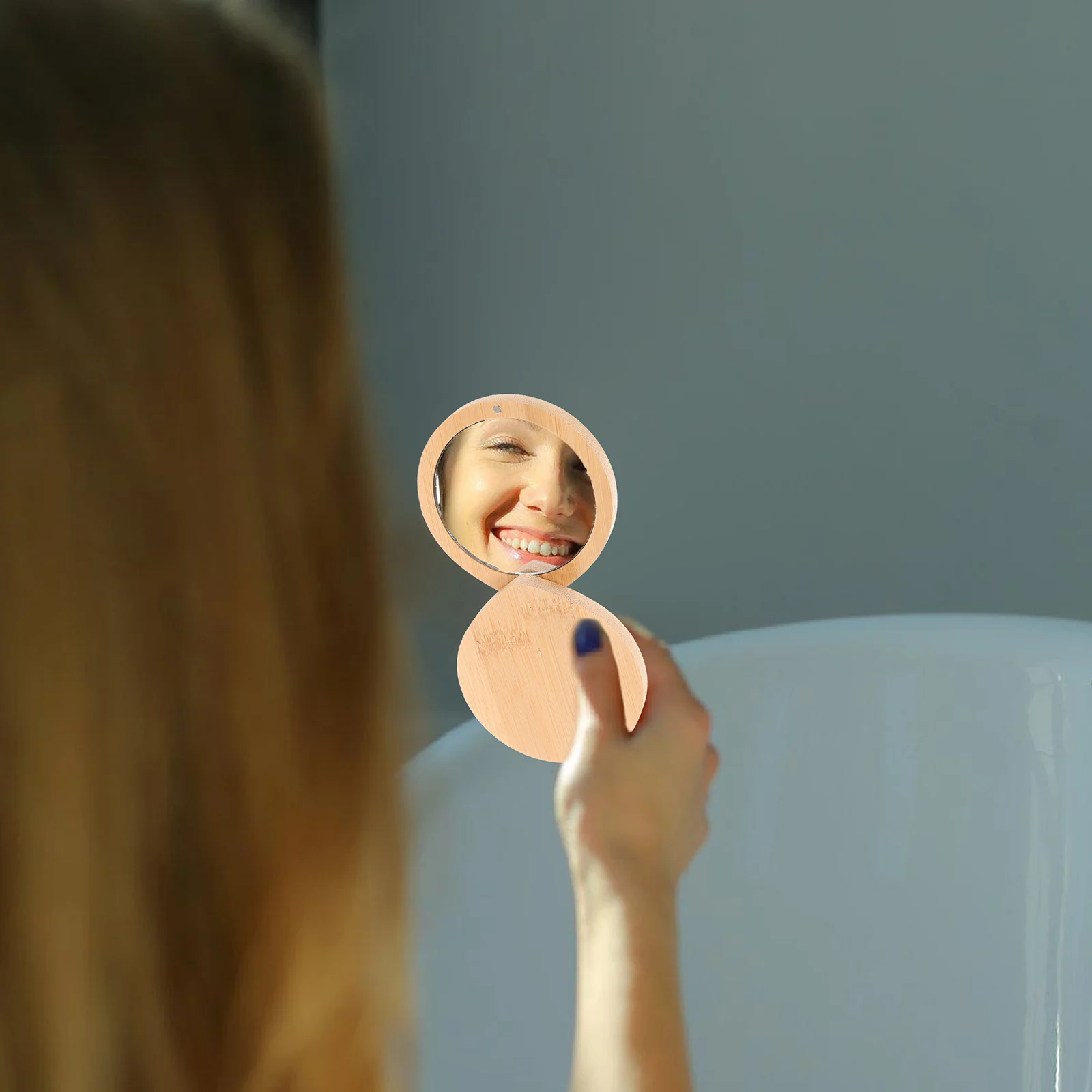 Bamboe Hand Compacte Zak Make-up Make-up Spiegel Voor Reizen Draagbare Zakspiegel Lichtgewicht Duurzaam Voor Vrouwen Meisjes