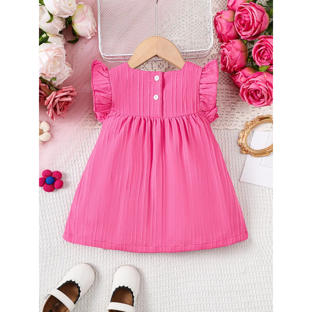 Dress for Baby Girl 3-24 Months Rose Ruffled Sleeve Princess Dress Pastoral Leisure Style Clothing Toddler Wedding Party Wear