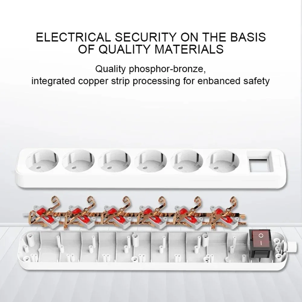 Melery Power Strip Surge Protector 3/4/5/6 AC EU presa elettrica presa adattatore di prolunga cavo prolunga cavo 1.5m
