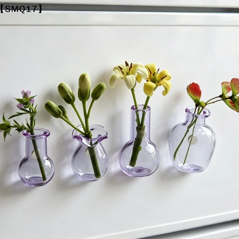 Mini Glass Vase Fridge Magnet 3D Micro Landscape Decorative Plant Pot Magnet For Refrigerator Kitchen Living Room Ornament【SMQ】
