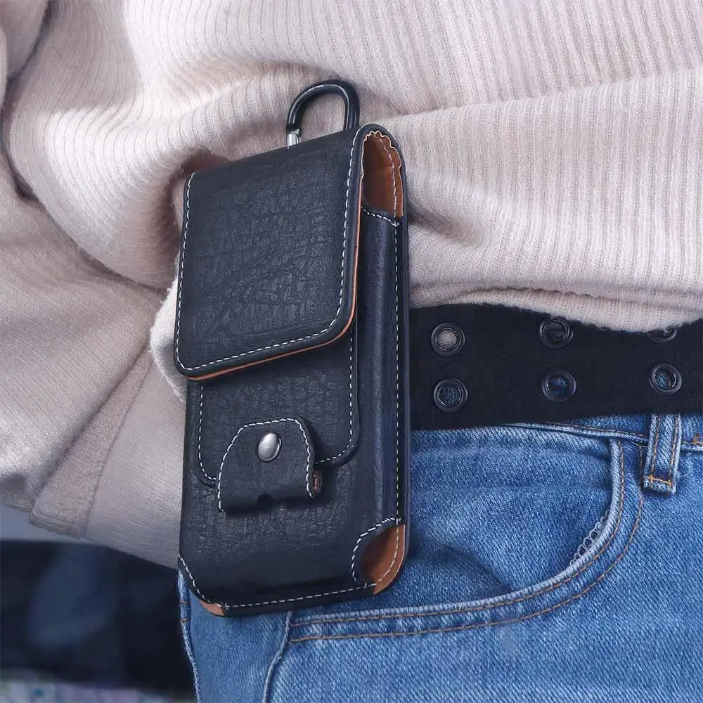 Telefoon Camping Multifunctiona Flip Pockets Holster Cover Kaarten Houder Riem Clip Heuptas Heuptas Heuptas Lederen Telefoonhoesje