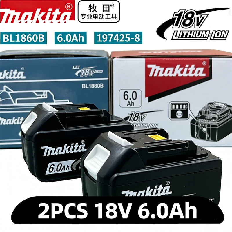 

Аккумулятор Makita 18В 6.0Ач, оригинальный литий-ионный перезаряжаемый аккумулятор 18В 6000мАч, замена для BL1860 BL1850 BL1860B