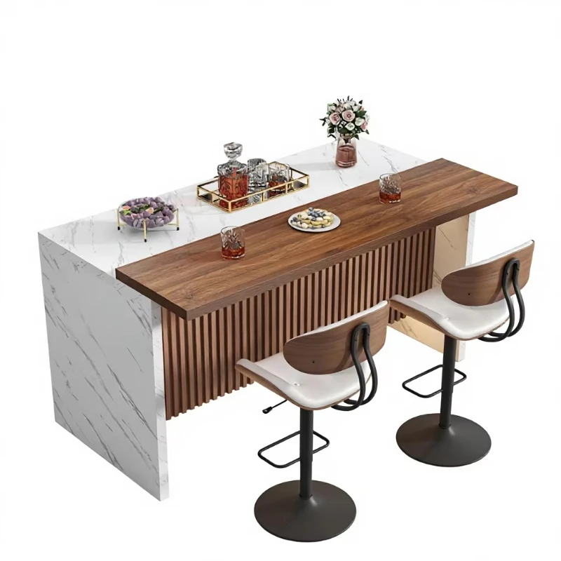 Large modern sintered stone engineering wooden rectangular bar, lamp independent grille design marble countertop