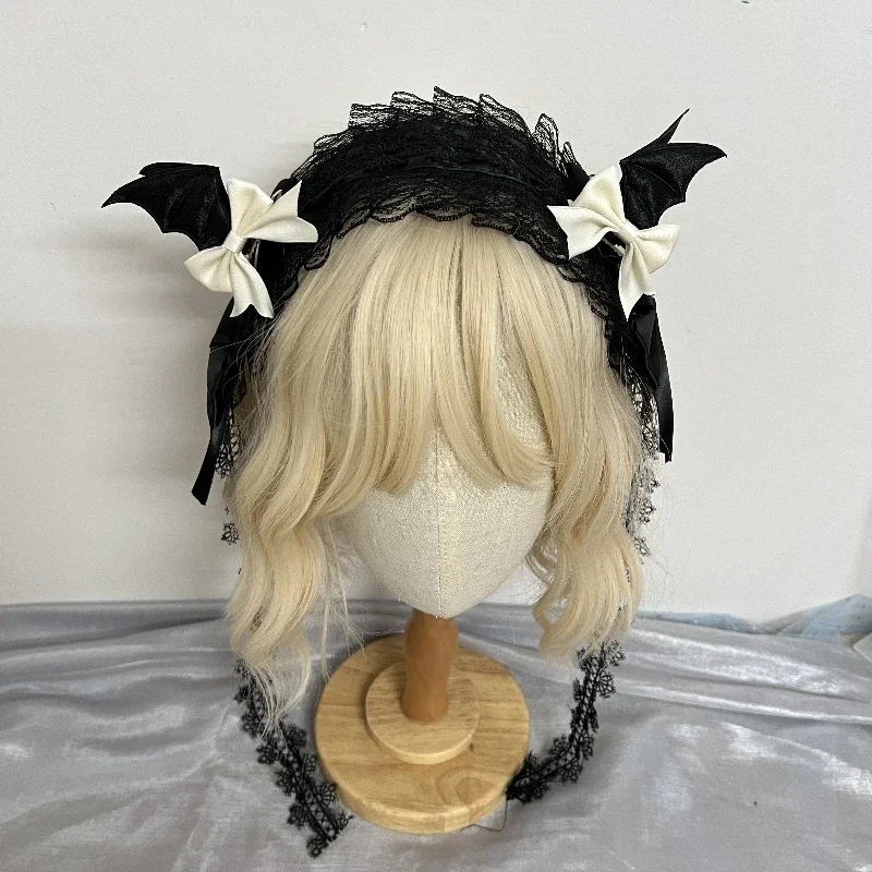Halloween Ears Headband Cosplay Hair Band Girl Hair Accessories Women Festival Party Hairband Lolita Devil's Gothic Y2K Ruffled