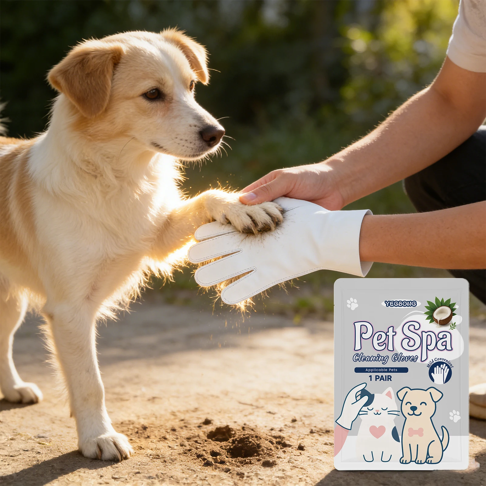 Pet Cleaning Gloves Quickly Cleaning Pet Paws Gentle Grooming of Pet Hair Eliminate Odors Portable Pet Cleaning Wipes Skin Care