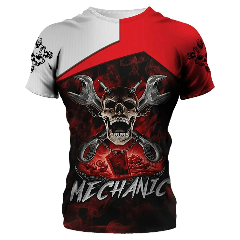 2024 Hot Sale Mechanical Professional Uniform 3D Printed Men Women T-shirts Summer New Men\'s Work Clothing Fun Short sleeve Tops