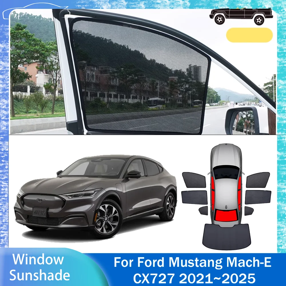 

For Ford Mustang Mach-E CX727 2021~2025 2022 2023 Car Magnetic Mesh Privacy Sunshade Side Window Sun Shade Protection Accessorie