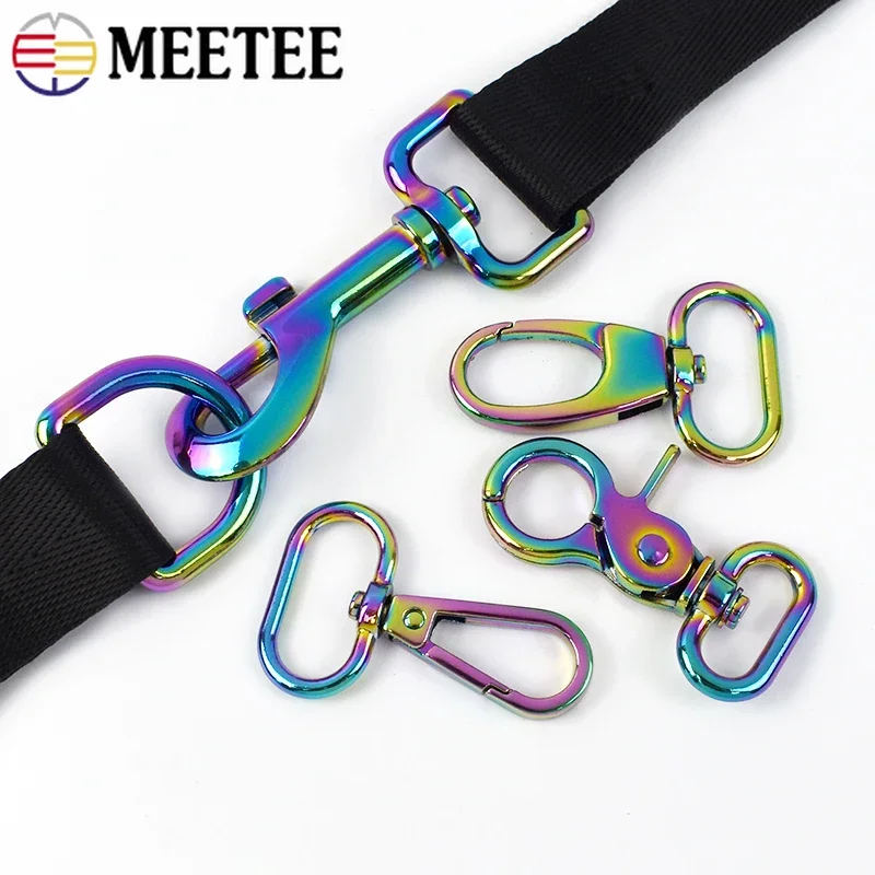 5/10Pcs 16-25mm Rainbow Metal Swivel Lobster Buckles Webbing Spring Trigger Snap Clip Clasp Bag Strap Connect Hook Accessories