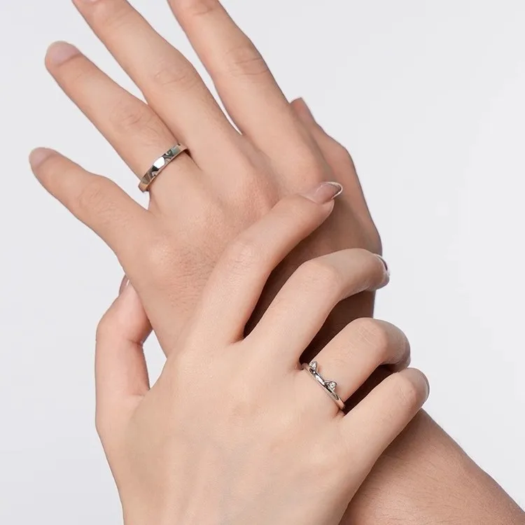 

Couple Ring Cartoon Plain Circle Open Ring Original Cute Girl Heart Ring