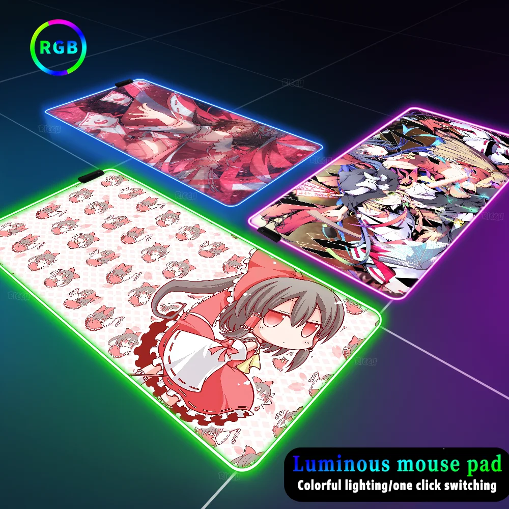 

RGB Lighting table mat Hakurei Reimu mause pad Mousepad Kawaii Tablepad LED Light Illuminated computer keyboard xl Expansion pad