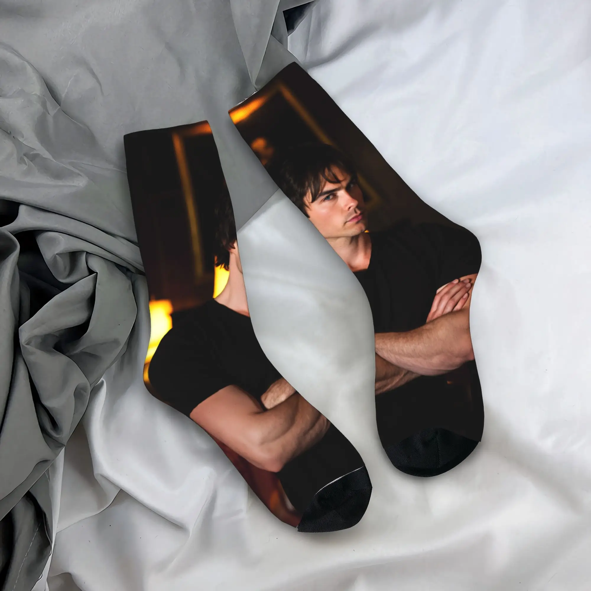 

Damon Salvatore Socks Leisure Stockings Winter Non Slip Men Socks Medium Soft Design Outdoor Socks