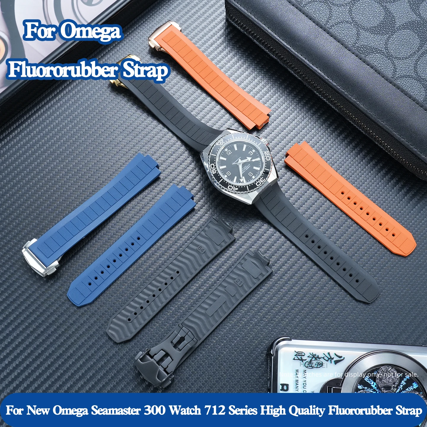 

Высококачественный ремешок из фторкаучука 21 мм для новых часов Omega Seamaster 300 серии 712 217.30.42/217.32.42, выпуклый пылезащитный ремешок