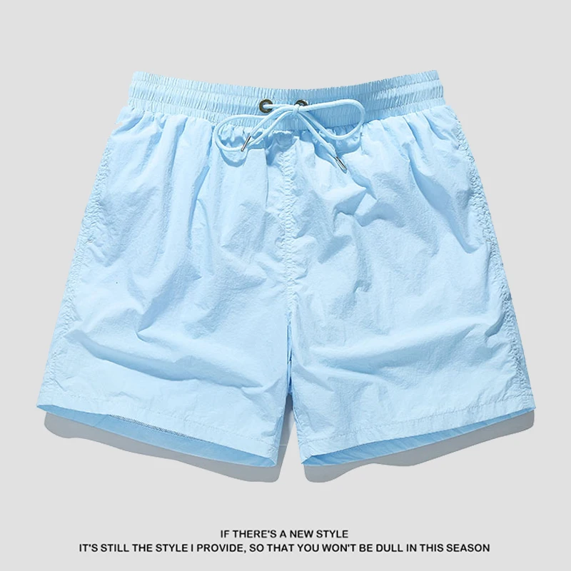 

Синие нейлоновые спортивные шорты из ледяного шелка для мужчин, летние, тонкие, дышащие, для баскетбола и пляжа, повседневные, прямые...