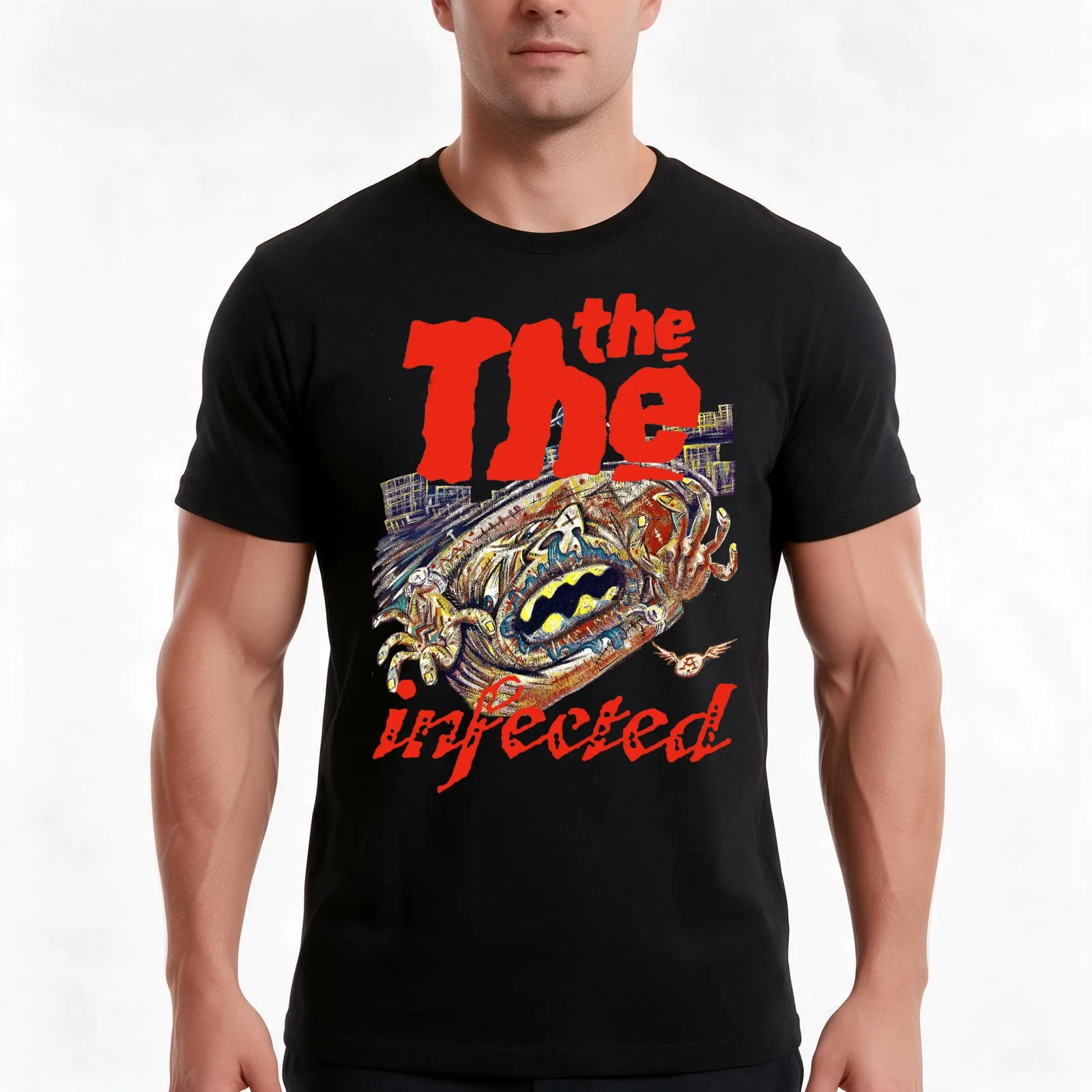 The The - Infected- album 80's Retro punk new wave band original art design T-Shirt, Summer Casual Cotton Tee, Unisex Men Women
