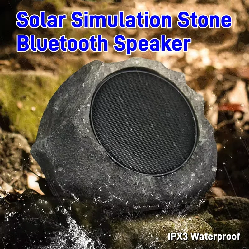 Portable Solar Wireless Bluetooth Speaker Garden Audio Outdoor Waterproof Remote Control Simulation Stone Lawn TWS Boom Box