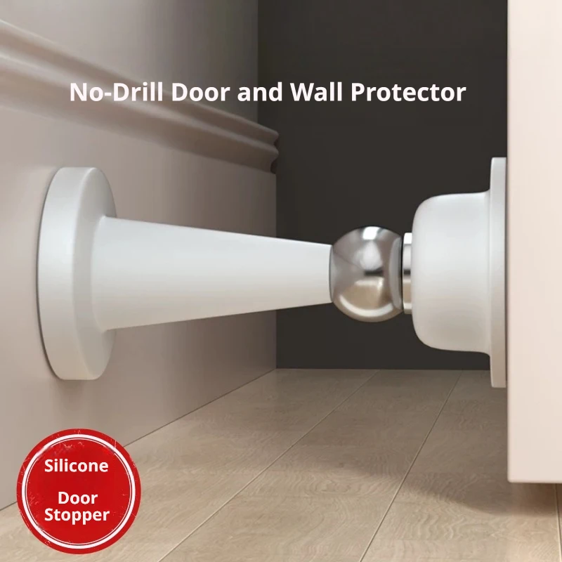 ‌Strong Suction Silicone No-Drill Door Stopper – Anti-Collision Floor Stop for Bedroom Wall Protection Home Use‌