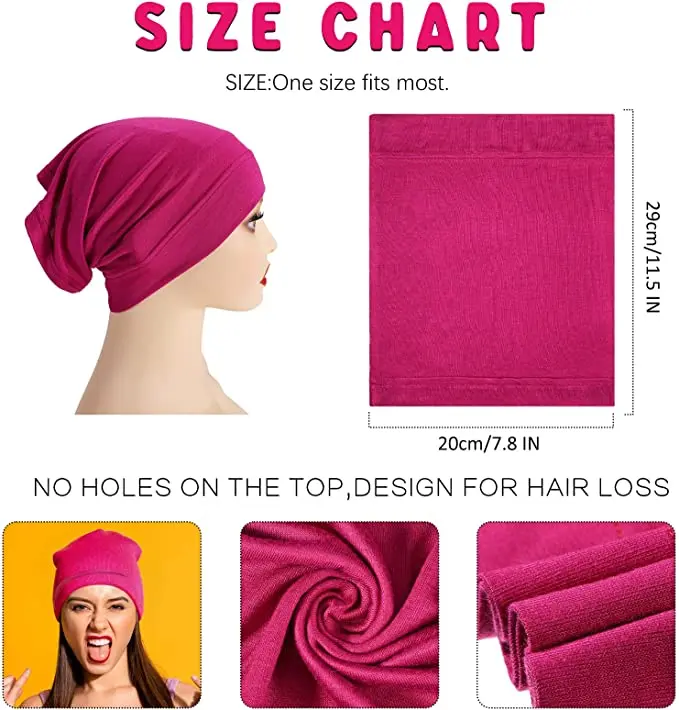 Under Scarf Hijab Cap Unisex Dreadlock Cap Women Stretch Under Caps Solid Color Hijab Under Scarf Woman Hijab Cap Unisex Hats