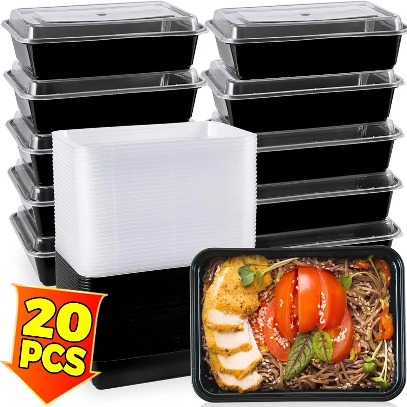 

10/20 шт. квадратные контейнеры для бенто с крышками, пластиковые коробки для хранения еды, ланч-бокс, одноразовые салаты, фрукты, закуски, кухонные миски для пикника