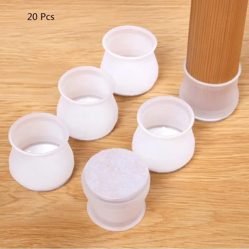 20 pcs Circular Silicone Felt Wear-resistant Thickened Protective Cover for Table Leg / Stool Leg / Chair Felt Leg