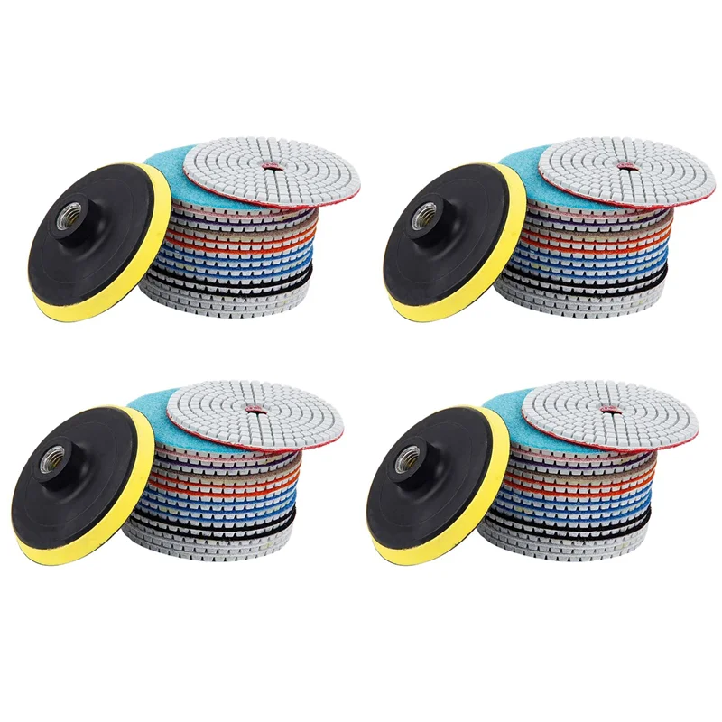 

WORTHOWN-60Pcs Diamond Polishing Pads Kit 4 Inch 100Mm Wet/Dry For Granite Stone Concrete Marble Polishing Use Grinding Discs Se