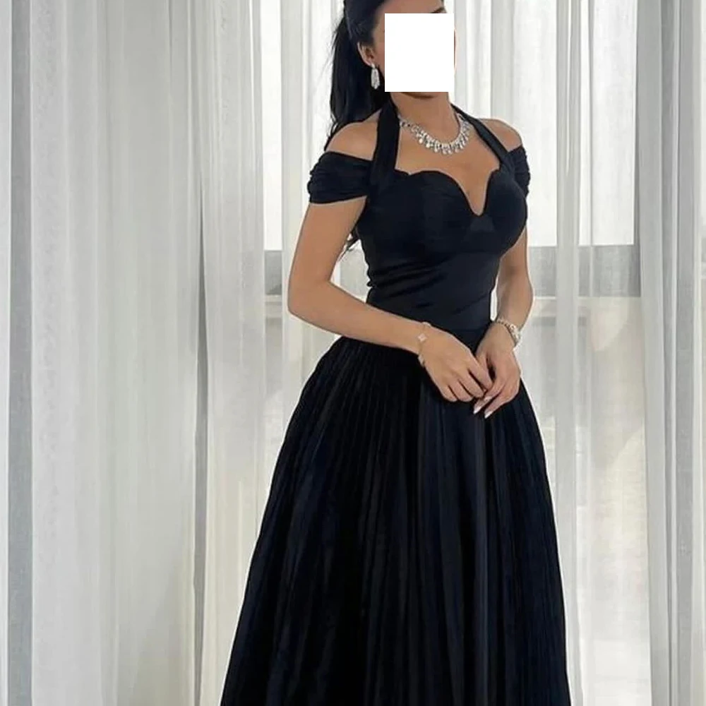 Personalizado De Alta Qualidade De Cetim Fora Do Ombro Vestido De Noite Modern Halter A Linha De Mangas Curtas Até O Chão Vestidos Celebridade