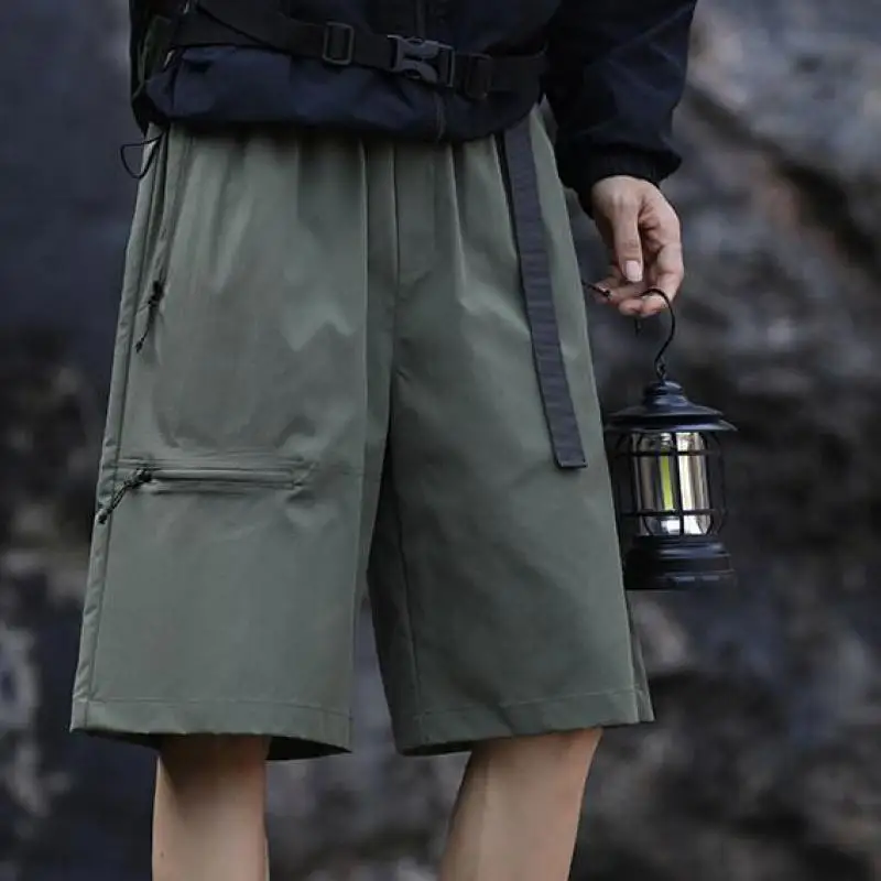 

Мужские тактические шорты-карго 5XL с эластичным поясом, однотонные, летние 2026, с множеством карманов, для активного отдыха и повседневной носки