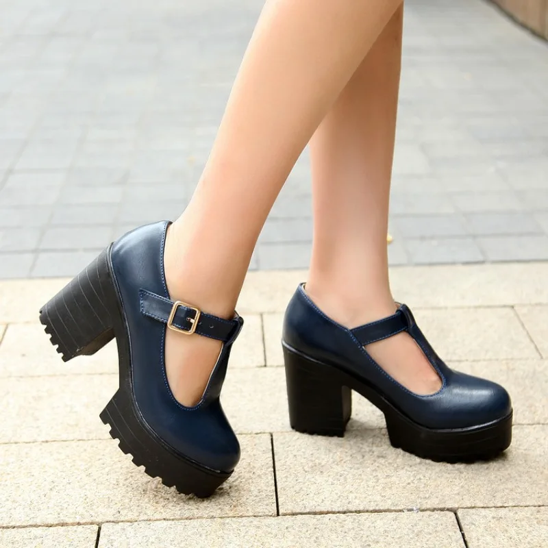 Women Mary Jane Shoes Vintage Girls Platform Pumps High Heels Platform Lolita Shoes Japanese Style College Sweet Student Shoes