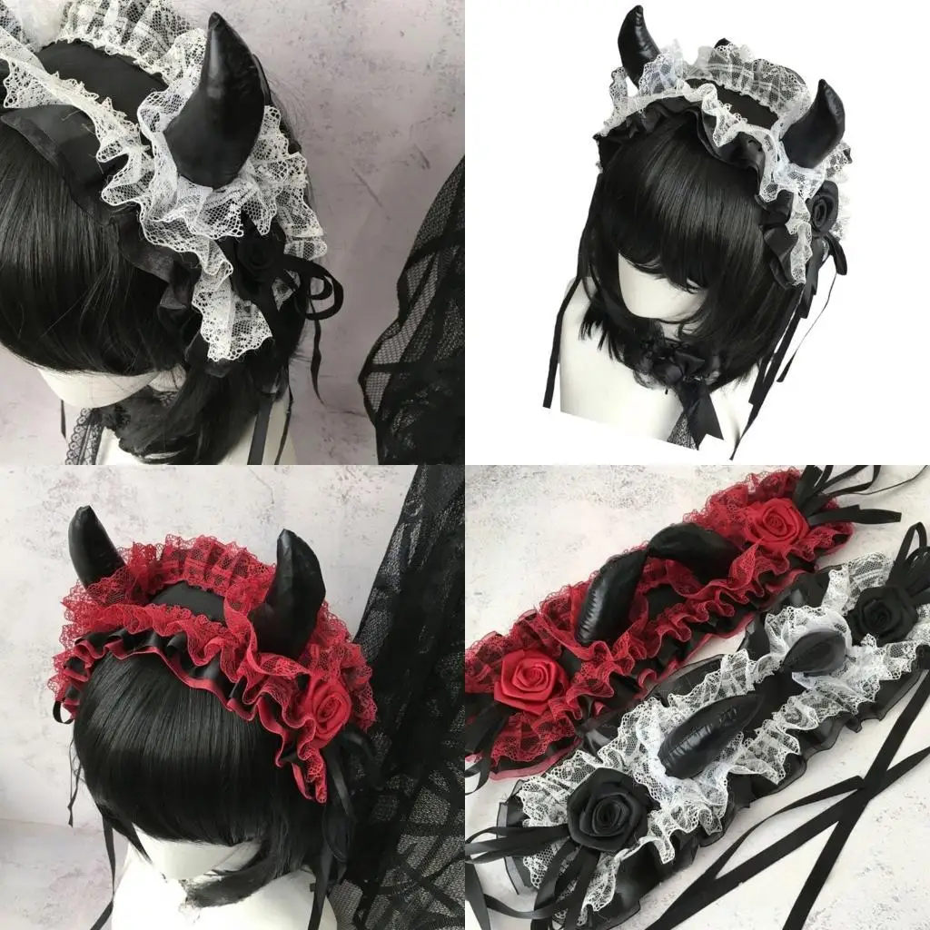 

72XE Gothic Lace Hairband Gothic Costume Accessories For Women Halloween Cosplay