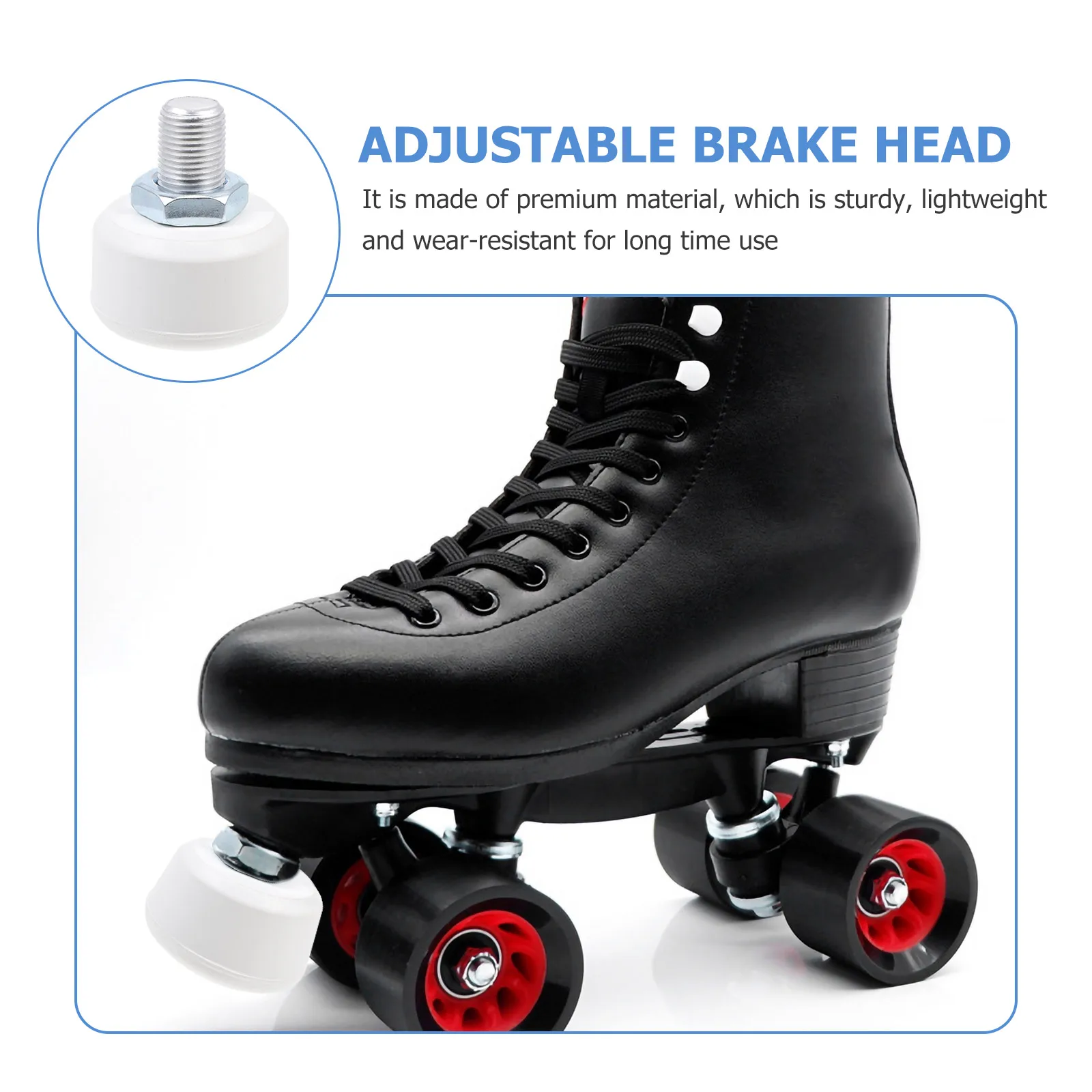 

Roller Skates Toe Stops Rubber Brake White Round Hole Adjustable Brakes Double Row Skates Easy Install Disassemble Sturdy
