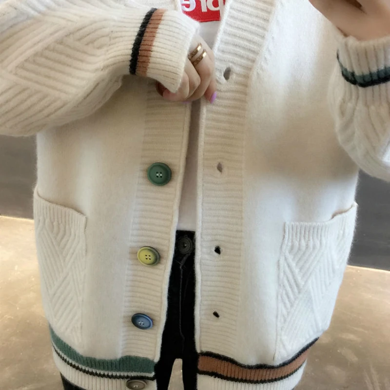 Cardigan Women Patchwork Ribbed Knitwear Soft Charm Newest Fashion Loose Daily Lovely Preppy Style Ulzzang Sweater Spring Cozy