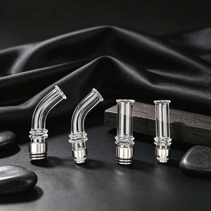 1PC 510/810 Drip Tip Stainless Steel Glass Long Straight Curved Mouthpiece Straw Joint