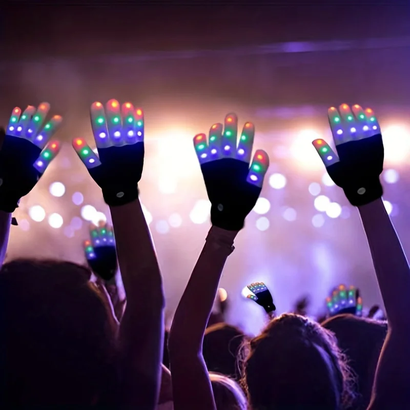 1 Pair of Magic Gloves Colorful Cool Glowing Toy Halloween Decoration Christmas Filler Christmas Costume Birthday Party Gift