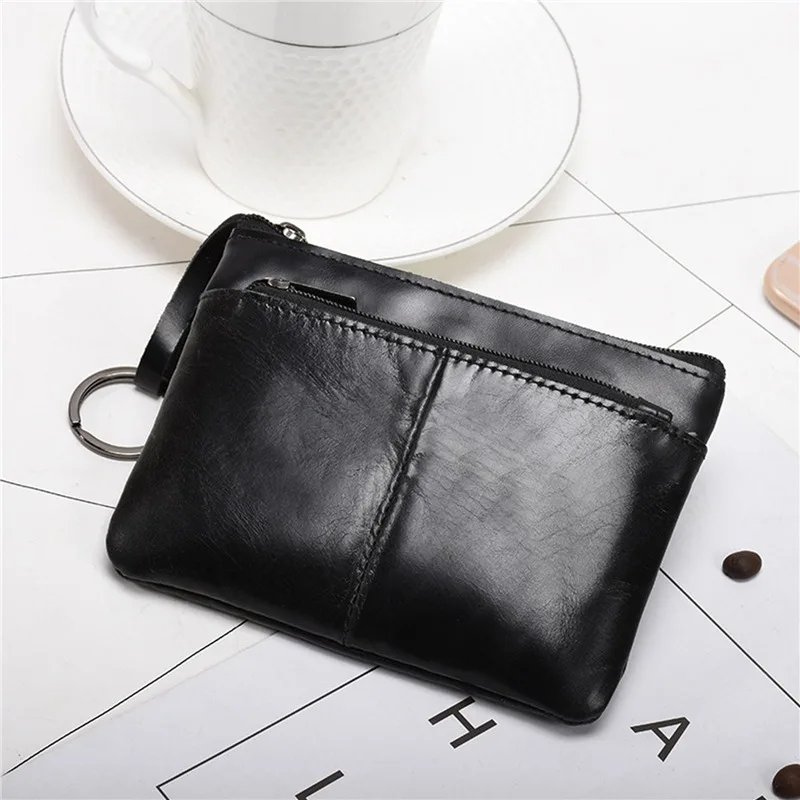 Mini Coin Purse Men Wallet Genuine Leather Zipper Student Vintage Short Lady Small Slim Female Women Wallet Male Thin Bags