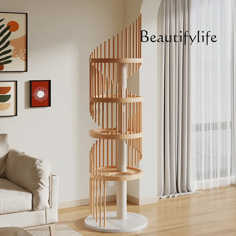 

Solid Wood Cat Climbing Frame Home Creative Sword Hemp Column Cat Frame Spiral Durable Cat Product Strong Load-bearing Capacity