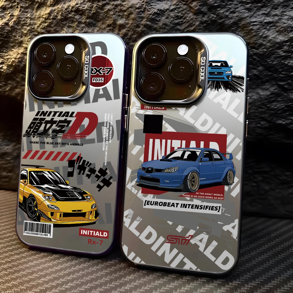 Coque de téléphone Anime I-Initials D pour Samsung Galaxy A57 A56 A55 A54 A53 A52 A26 A17 A16 A12 A07 A06 4G 5G, coque rigide argentée