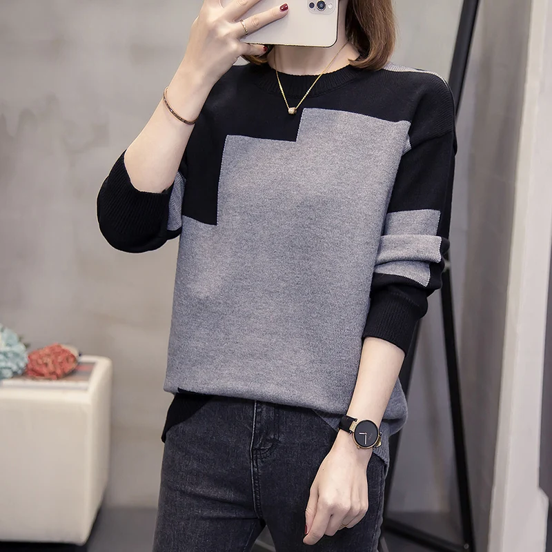 Korean New Spring Cashmere Pullover Sweaters Women Fashion Tops 2023 Round Neck Knitting Long Sleeve Top Oversized Sweater 4XL