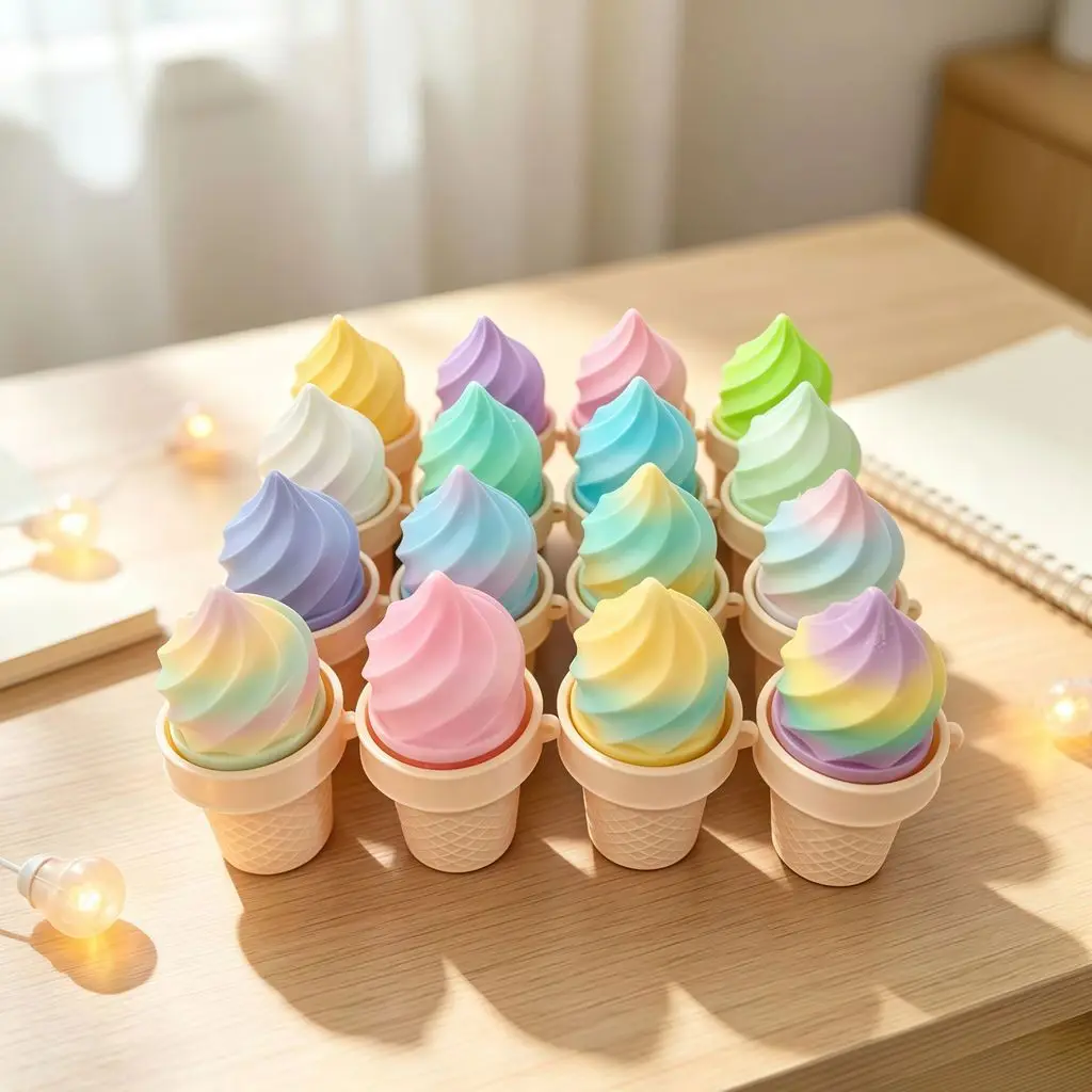 Ice Cream Styling Decompression Clicker Keychain Button Keycap Ornament Healing High Aesthetic Value Press Rebound Toy