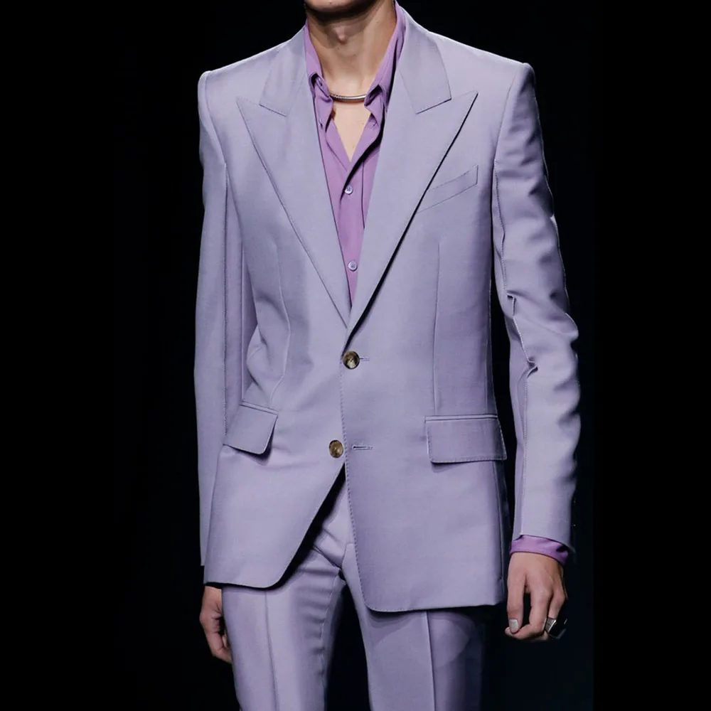 

Elegant Purple Suits for Men Single Breasted 2 Pieces Jacket Pants Male Clothing Smart Business Banquet Party Costume Homme