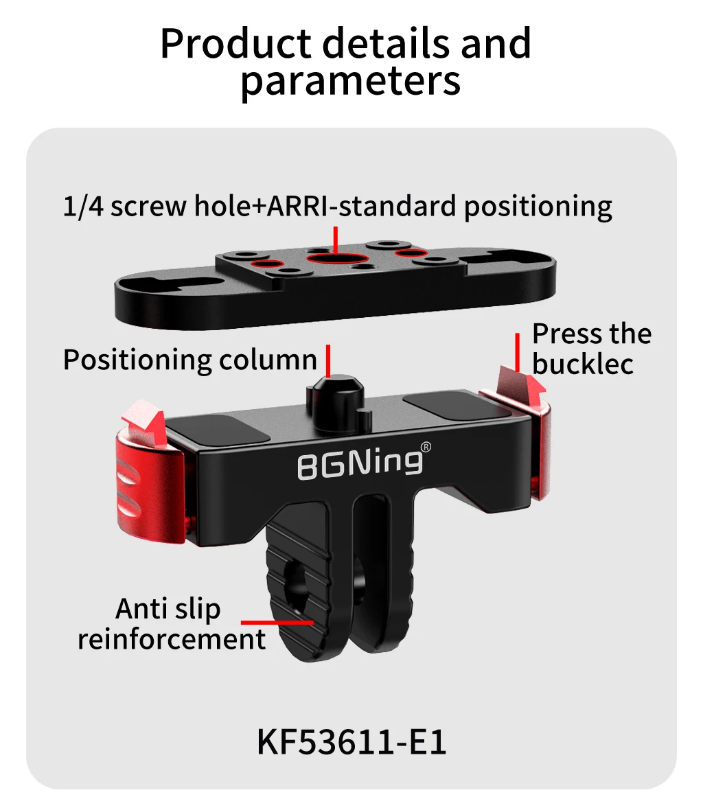 Schnellverschluss-Basisklemme mit M5-Rändelschraube für GoPro Hero 13 12 11 10, Ersatzhalterung, N52-Magnet, rutschfest, 1/4 Zoll Stativadapter – Detail 14