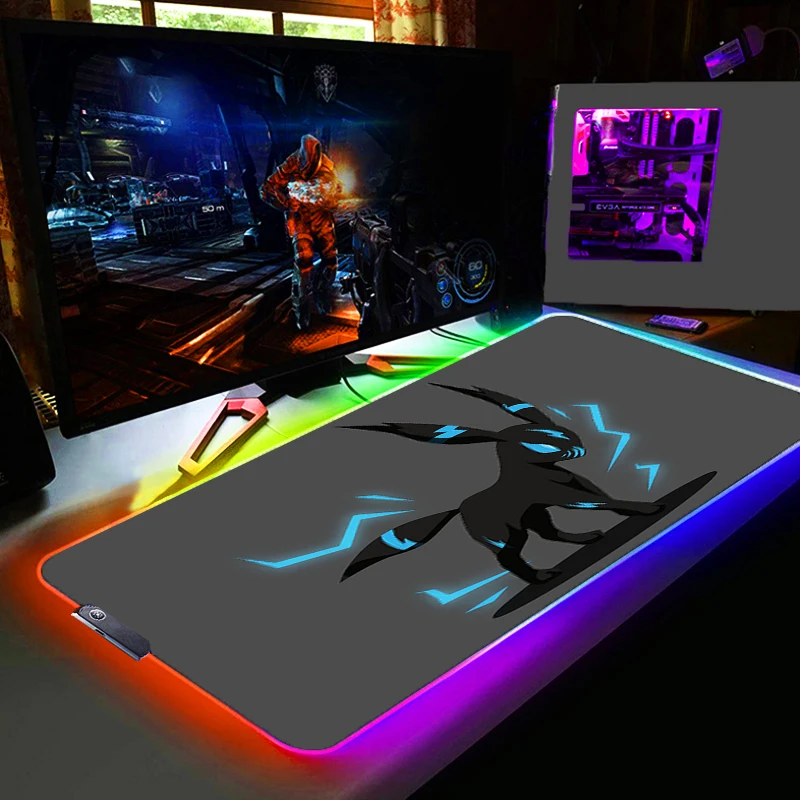 RGB Computer Varmilo Keyboard LED Mouse Pad Pokemon Pikachu Backlight Gaming Accessories Gamer Carpet Desk Mat Mousepad