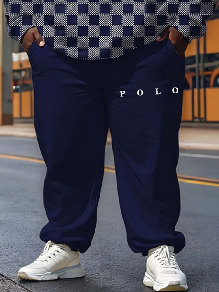 Biggmans Pockets Long Pants Matching Suit Autumn Winter Print Letter Pants Men Outfits Male Plus Size Thick Loose Two Piece Sets