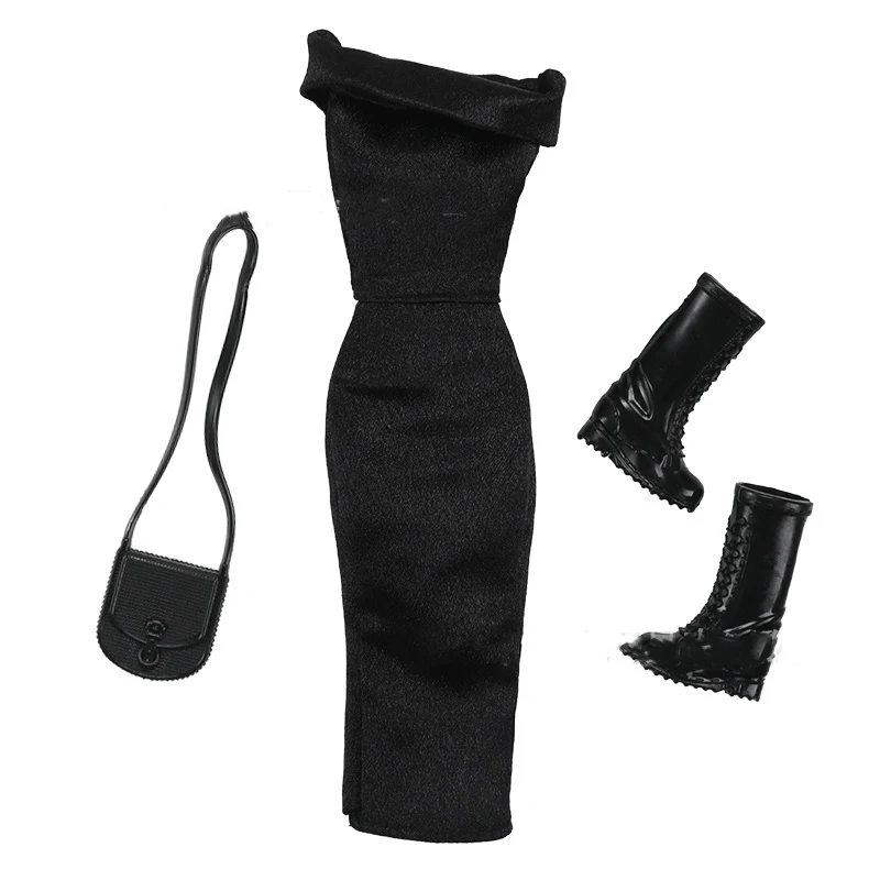 새로운 30cm 인형 블랙 시리즈 드레스 의류 패션 드레스 11.5인치 인형 옷 1/6 BJD 인형 드레스업 가방 액세서리 DIY 장난감