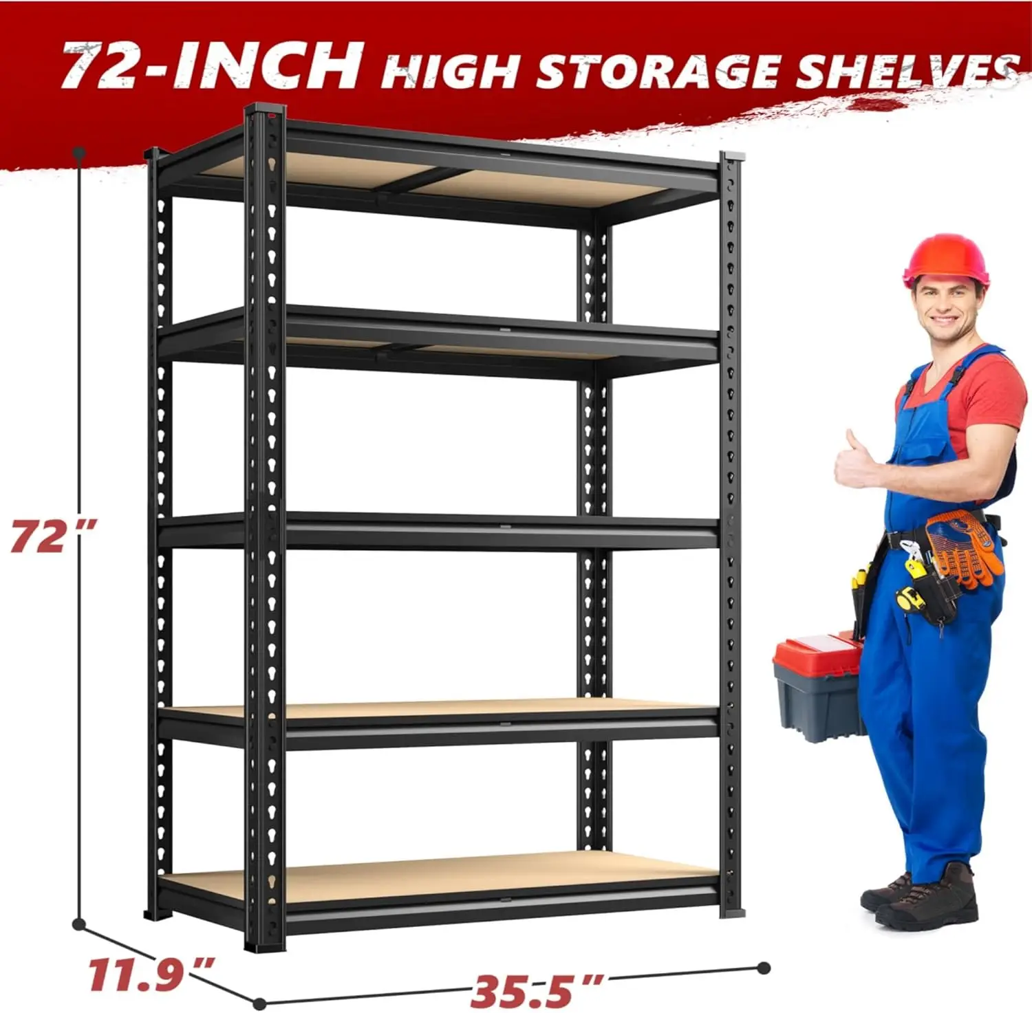 2020LBS Storage Shelves 5 Tier Garage Shelving Heavy Duty Adjustable Garage Shelves, Utility Rack Shelf, Shelving Units