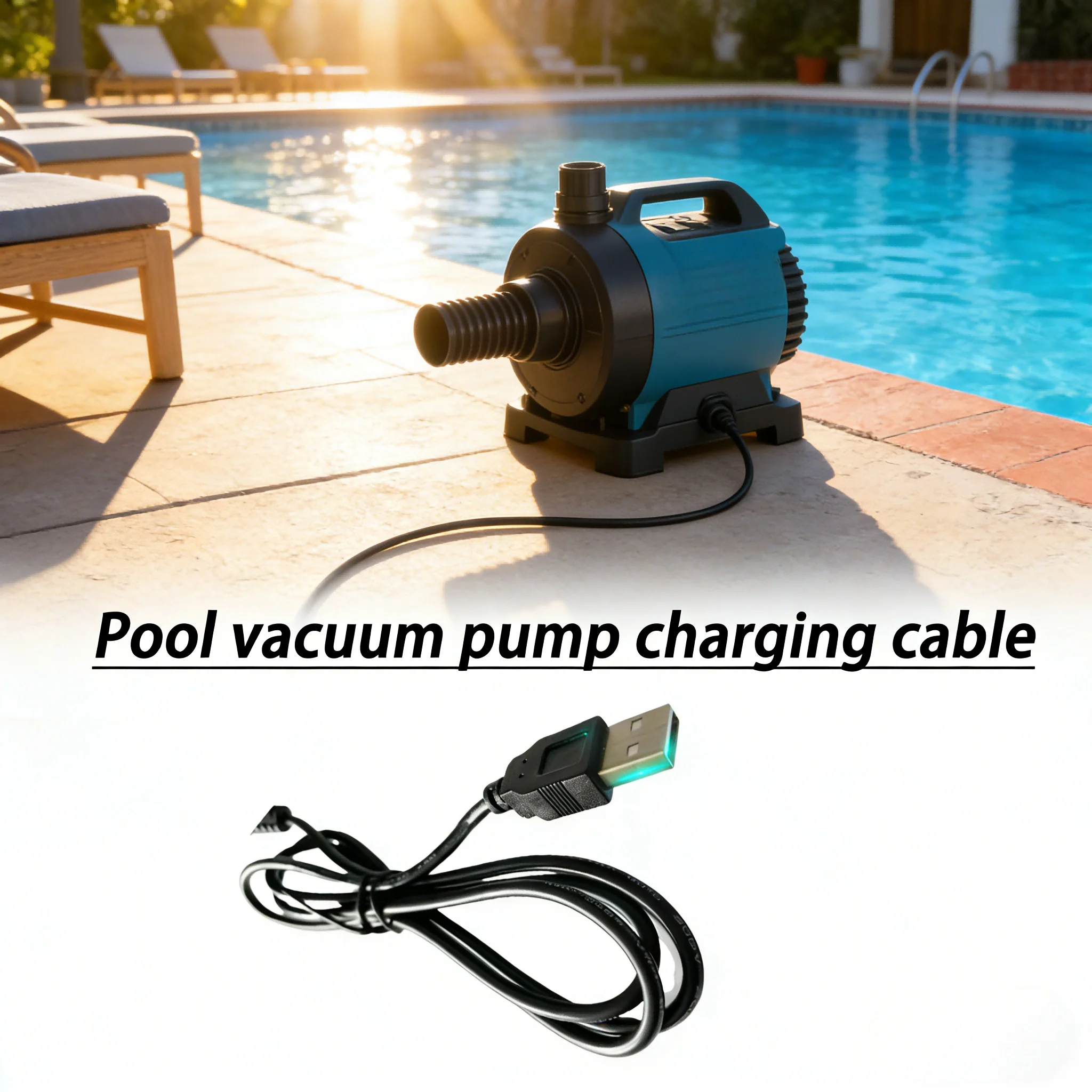 Cable USB de carga para aspiradora de piscina, cargador de repuesto, herramienta para prolongar la vida útil de la batería, adecuado para accesorios de camping Intex/Lay-Z-Spa, 1 unidad