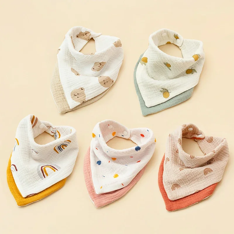 Cute Print Baby Bibs Fashion Patchwork Kids Triangle Scarf Soft Cotton Newborn Feeding Burp Cloth Boy Girl Saliva Towel
