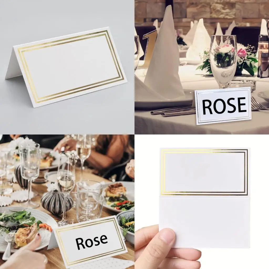 

652F Pack of 50 Elegant Name Cards for Table Setting Rectangle Seating Place Cards for Weddings and Parties Reception Card